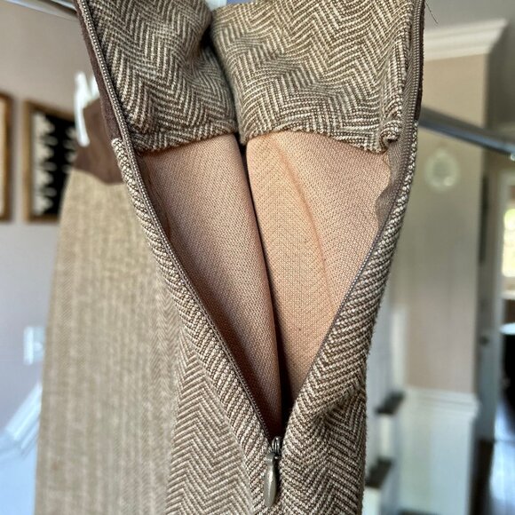 Issac Mizrahi for Target Brown / Tan Herringbone Knit Pencil Skirt Womens Sz 14 - Picture 6 of 8